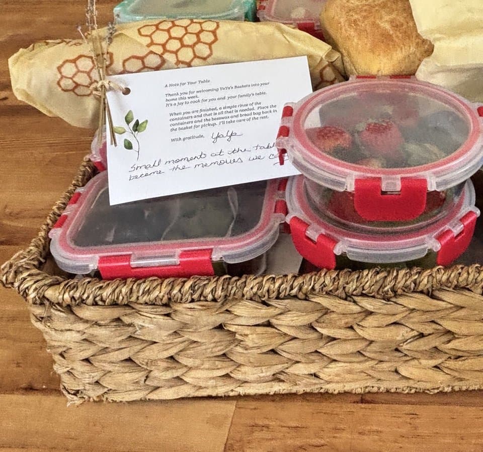 YaYa's Baskets weekly basket packed and ready for delivery
